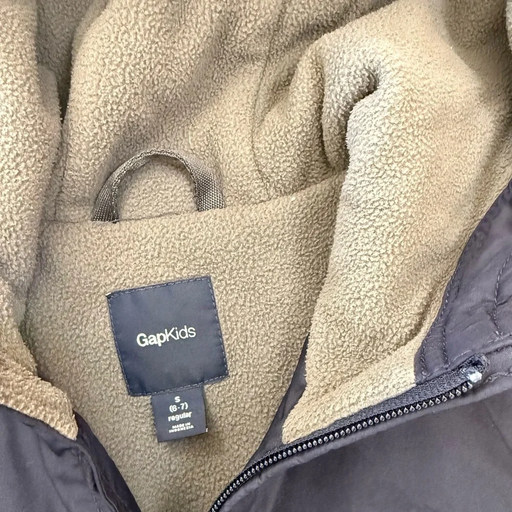 New Gap Kids Navy Blue Fleece Lined Hooded Windbreaker Coat Jacket Small (6-7)